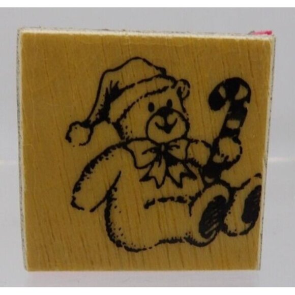 Christmas Bear with Candy Cane Stamp No Date Unbranded Rubber & FoamNo Mount - Picture 1 of 3